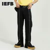 IEFB Streetwear czarne dżinsy dla mężczyzn koreański prosty zamek projekt trend osobowość przystojny denim spodnie 9Y7330 211111