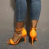 Handgemaakte Dames Stiletto Hoge hakken Sandalen Echte Foto's Gesp Enkelriem Oranje Stijl Open-Teen Daily Wear Fashion Party Prom Summer Shoes D629