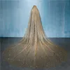 Welony ślubne Bling 3 metry Long Wedding Veil Gold Bride Hairpiece Cathedral Train Velos de Novia