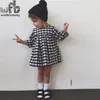 Perakende 1-6 yıl Dres Bebek Kız Pamuk Klasik Izgara Pastoral Houndstooth Stil Kostüm Bireysellik Zarif Yeni Q0716