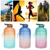 128oz / 1 galon Sporty Duży Waterjug Motywacyjna butelka wody z czasem marker Rękojenicie szczelne Wll919