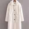Kvinnors Fur Faux Women 2022 Mode Vintage Stilig Tjock Varm Teddy Jacket Coat Långärmade fickor Kvinnliga Ytterkläder Streetwear