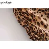 Side Closstring Vintage Leopard Sexy Spódnica Kobiety Powrót Zipper High Waist Mini Summer Shiffon Jupe Femme 210430