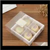 Packing Office School Business Industrial Drop Delivery 2021 100st/Lot Transparent Frosted Cake Box Dessert Arons Mooncakes Pastry Packagi