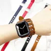 Gourmette Leather Double Tour Strap Band Compatible med Watch 7 45mm 41mm Correa 42 38mm Armband IWatch Series 6 5 4 3 SE 44mm 40mm5286013