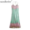 Women Chic Tie-dye Print Front Slit Beach Midi Dress Vintage Backless Thin Straps Female Dresses Vestidos Mujer 210604