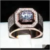 حلقات إسقاط تسليم 2021 Choucong Jewelry Mens 925 Sterling Sierrose Gold 1Dot5ct Diamant Paev CZ Stone Ring Bands Boys S