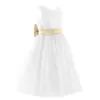 Oyolan Fleur Robe De Mariée Blanc Première Communion Formelle Dentelle Princesse Robe De Bal Longues Robes Enfants Soirée Robe Formelle pour Weddi Q0716