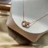 Luxe Mode Ketting Designer Sieraden Bruiloft Sterling Zilveren dubbele ringen diamanten hanger Rose Gouden kettingen voor vrouwen tienermeisjes sieraden aanwezig