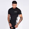 Yemeke Mens Gym Fitness Tryckt T-tröja Mode Bodybuilding Slim Shirts O-Neck Kortärmad Bomull T Shirt Män Q190518