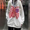 Y2K Gothic Skeleton Oversized Zip Up Hoodie Hombres Otoño Abrigo de manga larga Top Hombre 90s Vintage Harajuku Grunge Sudadera Ropa Y1130