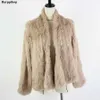 Dzianiny Rabbit Fur Kurtka Popuplarar Moda Futro Kurtka Zimowa Fur Coat Dla Kobiet * Harppihop 210816