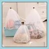 Klädställ Hushållsorganisation Home Gardennylon Foldbar Portable Washing Hine Professional Underwear Bag Tvättar Tvättväskor POU POU