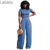 Women Two Pieces Pants Designer Wide Leg Pants Suits Short Sleeve T-shirts Solid Colour Tracksuits Casual Summer Autumn Clothing S-XXL