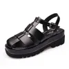 Sandales à la mode pour femmes, chaussures d'été noires, semelle épaisse, marque douce et confortable, A3638 1213