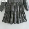 Zevity Women Vintage O Neck Leopard Print Platser Casual Mini Dress Femme Retro Tre Kvartär Äreve Chic Vestido DS4887 210603