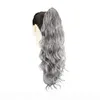 Grå hår hästsvans naturlig puff afro bun förlängning klipp remy lösa lockiga wrap dragsko ponytails grå hårstycke 120g
