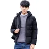 Grosso quente homens jaqueta Casual Inverno Slim Fit Harajuku Mens Com Capuz Parka Casacos Male Zipper Windbreaker Outwear Windproof