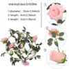 PARTY JOY 2 Pcs 2 M Faux Soie Rose Vigne Fleurs Artificielles Suspendues Guirlande De Lierre pour Mariage Bureau À Domicile Fête Jardin Artisanat Décor Y0728