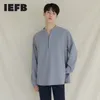 IEFB Coreano Moda Men's V Collar Vista Camisas de Manga Longa Primavera Causal Ice Silk Confortável Pullovers Blusa para Masculino 9Y5923 210524