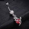 Bow Big Zircon High Quality Surgical Steel Lady Belly Button Navel Ring Cute Pendant for Women