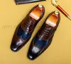 Hommes chaussures formelles en cuir véritable Oxford chaussures pour hommes italien marron vert chaussures habillées lacets de mariage affaires Brogue