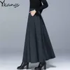 Plus Size High Waist Woolen Plaid Skirts Winter Warm Women'S Wool Maxi Office Ladies Fashion Casual Long Streetwear 210421