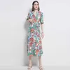 Dames Zomer Designer Elegante Wrap Jurk Mode Losse Casual Party Robe Dames Vintage Floral Printing Lange Jurk Vestidos 210525