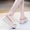 Rimocy chunky platform slippers vrouwen mode effen kleur dikke bodem wig sandalen vrouw zomer antislip strandschoenen 210528