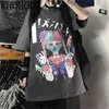 Summer Goth Sexy Female Tee Aesthetic Loose Women T-shirt Punk Dark Grunge Streetwear Ladies Top Gothic Tshirts Harajuku Clothes Y0508