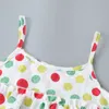 Summer Infant Barboteuses Vêtements Strap Dot Tops Bow Jaune Shorts Bébé Filles Costume 3-24M 210629