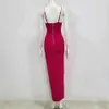 Gratis Ladies Runway Diamond Bandage Long Dress Strap Bodycon High Split Club Evening Party Vestidos 210524