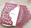 2021 Elegancki Burgundy Laser Cut Cut Cards for Wedding Bridal Bridal Bridal Urodziny Graduation Zapraszamy