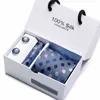 Gift Box Packing Men Brand Luxury Necktie Pocket Square Wedding Mens Neck Ties Silk Tie Set Cufflinks Handkerchief