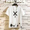 Dorywczo z krótkim rękawem T shirt męska letnia tshirt Top Tees Black White Fashion Hip Hop Ubrania Plus Oversize M-5XL O Neck 210629