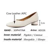 Sophitinaの女性のポンプローヒールの牛の筋肉の滑り止めミシンの靴春秋の手作りの正方形のつま先のつま先のオフィスの女性の靴AO226 210513