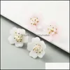 Stadnina Kolczyki Biżuteria Elegancki Koreański Kwiat Akrylowy dla Kobiety Vintage Simed Pearl Crystal Kryształ Zroszony Oświadczenie Girl Ear Drop Dostawa 2021 OZV