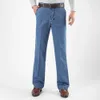 Size 30-45 Men Business Jeans Classic Male Stretch Plus Baggy Straight Denim Pants Cotton Blue Work 210723