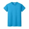 Hombres y mujeres cuello redondo color sólido camiseta verano algodón fondo de manga corta media manga R8I1i