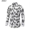 45KG-120KG Men's Casual Coconut Tree Printed Hawaiian Shirts Long Sleeve Button Down Aloha Autumn Tops 5XL 6XL 7XL 210528