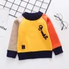 Дети мальчики свитера детские трикотажные одежды Осенняя верхняя одежда малыша вязаная одежда цветной блок мода 0-шеи с длинным рукавом свитер Y1024