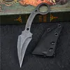 Promotie Karambit Knife D2 Wit/Zwarte Stone Wash Blade Volledige tangstalen handgreep Vaste messen Klauw Knives met