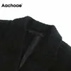 Aachoae Vintage solide Double boutonnage Blazer femmes col cranté élégant bureau manteau femme à manches longues dame hauts courts vêtements d'extérieur 210413