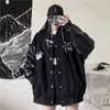 Jugendbekleidung Damen Jacke im koreanischen Harajuku-Stil, übergroße Jacke, Leder, reine schwarze Damenjacke 211109