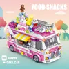 Stad Vrienden Voedsel Snacks Street View Shop Mini Bouwstenen Creator Dining Car Ice Cream Truck Bricks Speelgoed voor kinderen Meisjes X0902