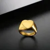 Cluster Rings Stainless Steel Gold Filled Love Heart Chunky Hexagon Geometric Signet Ring For Women Minimalist Trendy Jewelry Gifts