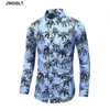 45KG-120KG Men's Casual Coconut Tree Printed Hawaiian Shirts Long Sleeve Button Down Aloha Autumn Tops 5XL 6XL 7XL 210528