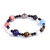 Natural Stone Beaded Strands Galaxy Solar System Bracelet Universe Nine Planets Earth Stars Moon Bracelets for Women Mens Fashion Beads Bangle Jewelry Gifts