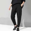 2022 printemps automne taille haute élastique noir ample Patchwork Split Joint bref pantalon pantalon mode JQ013 211218