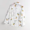 Summer Women's Shirt Sun Protection Clothing Korean Style Loose Kawaii Pineapple Print Chiffon Top Female 210514